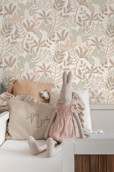 ESTAhome Tapete Blätter Grau, Beige und Graugrün - 50 x 900 cm - 139677