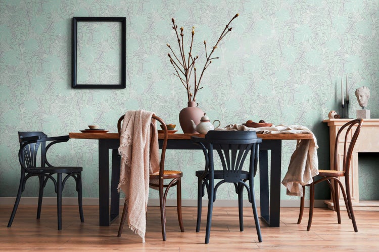 Tapete mit tropischem Pflanzenmuster