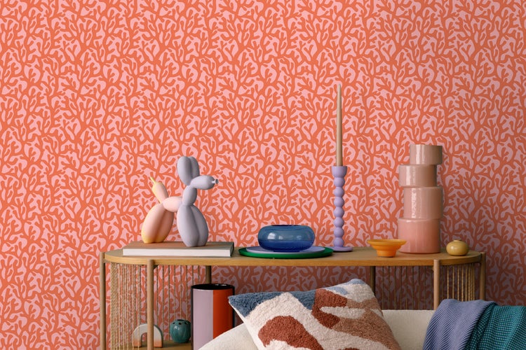 ESTAhome Tapete Koralle Orange und Rosa - 50 x 900 cm - 131015