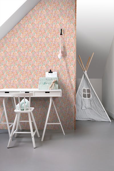 ESTAhome Tapete Blumen Rosa und Blau - 50 x 900 cm - 131579