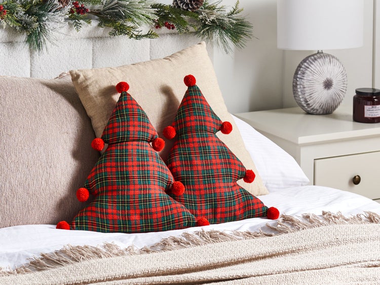 Dekokissen Weihnachtsbaum rot / grün 35 x 30 cm 2er Set TREAT