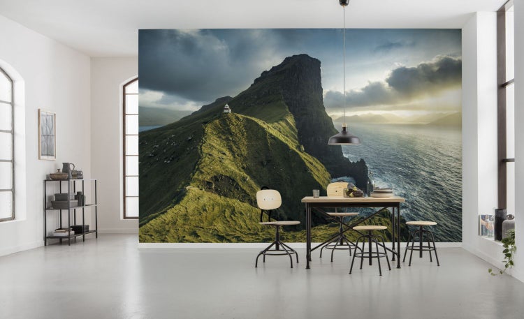 Fototapete mit Berglandschaft im Wohnraum