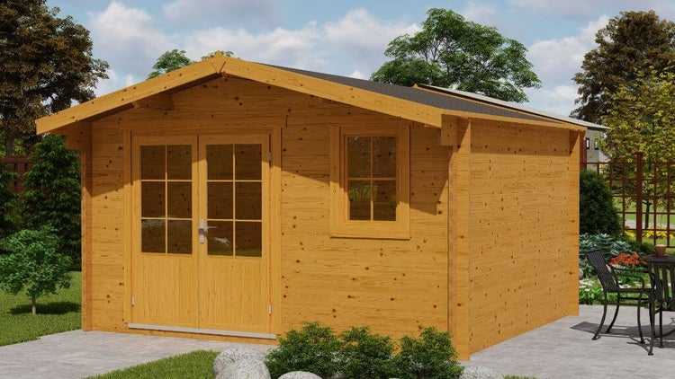 Alpholz Gartenhaus Holz und Gerätehaus Roger-34 Imprägniert aus Holz Gartenhaus mit 34 mm Wandstärke Gartenhütte Geräteschuppen Satteldach