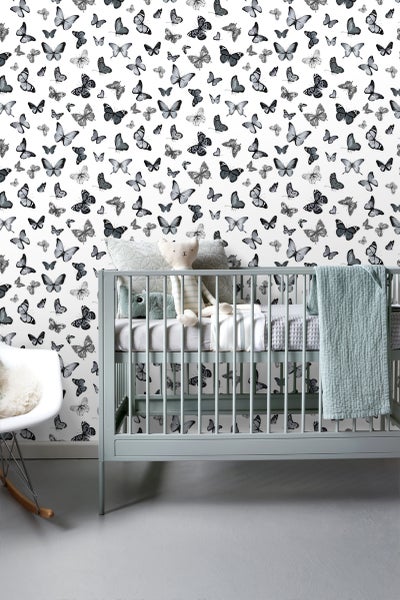 ESTAhome Tapete Schmetterlinge Schwarz und Weiß - 53 cm x 10.05 m - 138512