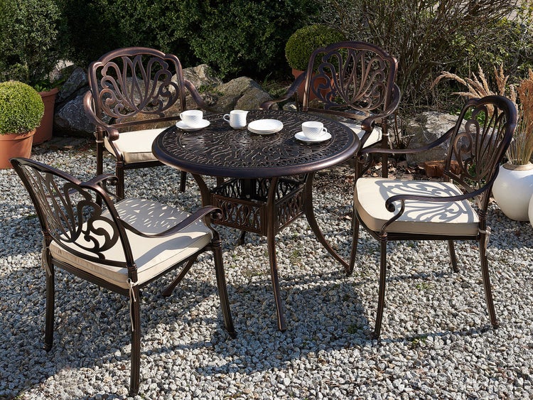Gartenmöbel Set 4-Sitzer ANCONA inkl. Kissen Metall Dunkelbraun