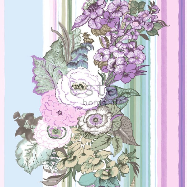 Illustration von Blumenarrangement auf gestreiftem Hintergrund