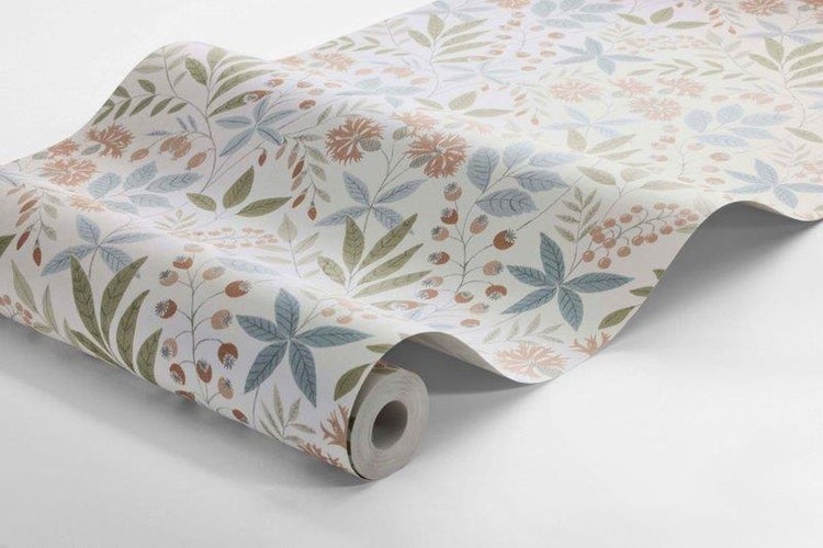 Borastapeter Tapete Blumen Graublau - 53 cm x 11.2 m - 660144
