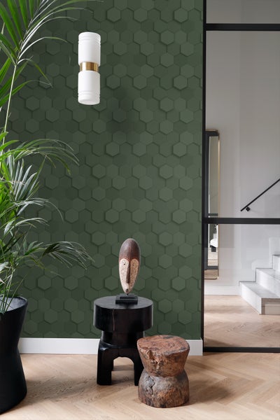 Origin Wallcoverings Tapete 3D Wabenmuster Dunkelgrün - 53 cm x 10.05 m - 347852