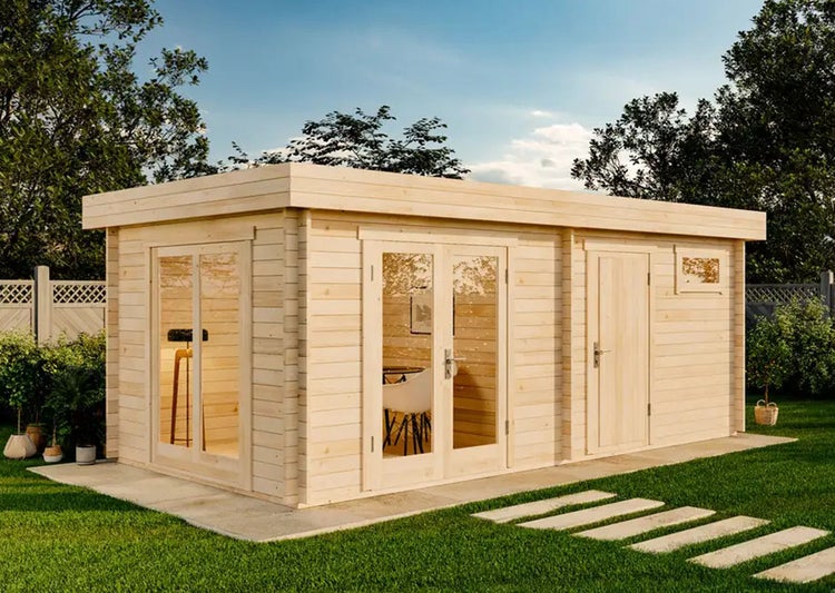 Alpholz Gartenhaus Vönix-40 ISO Gartenhaus aus Holz, Holzhaus mit 40 mm Wandstärke, Blockbohlenhaus mit Montagematerial, Naturbelassen