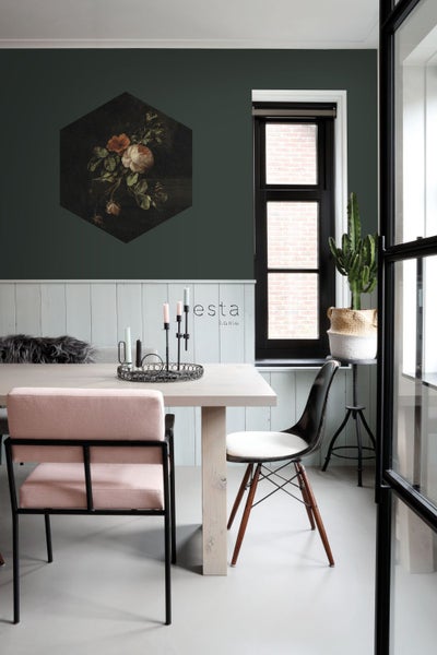 ESTAhome Wandtattoo Blumenstillleben Dunkelrot und Schwarz - 70 x 81 cm - 158997