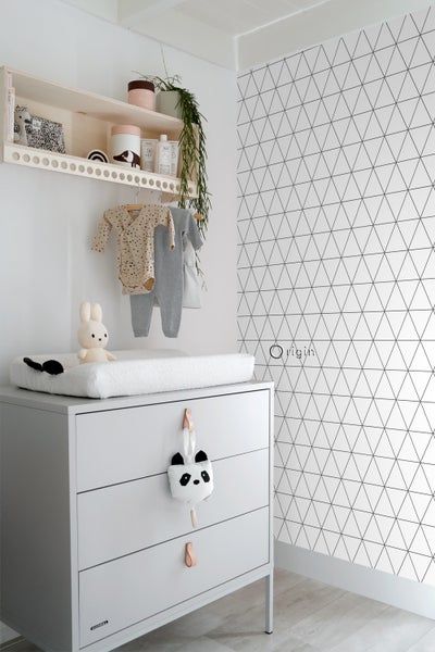 Origin Wallcoverings Tapete grafische Dreiecke Schwarz-Weiß - 53 cm x 10.05 m - 347683
