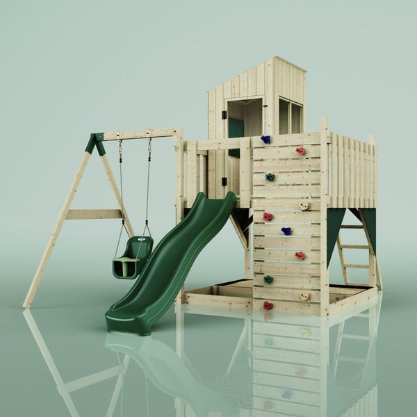 PolarPlay Spielturm Brita aus Holz in Grün,