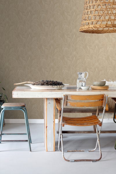 ESTAhome Tapete Palmblätter Beige - 53 cm x 10.05 m - 139431