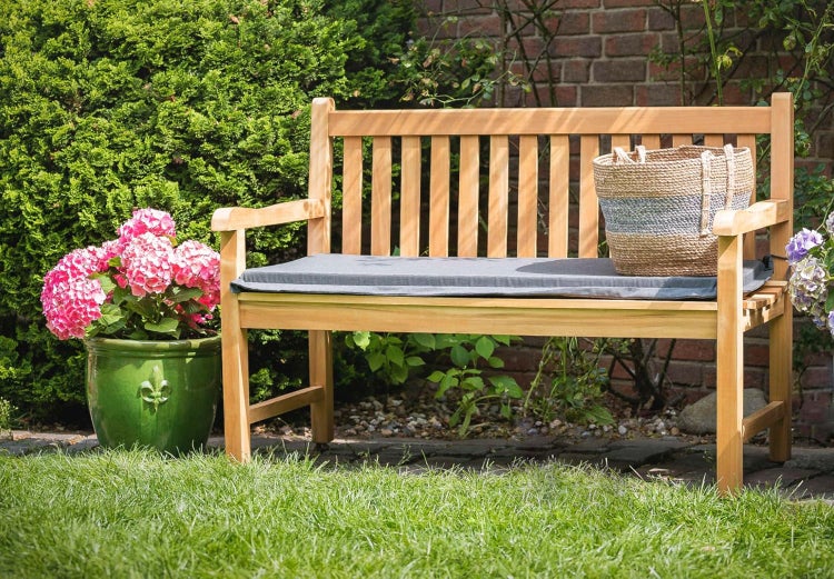 Teak Gartenbank 150 cm Holzbank massiv 3-Sitzer