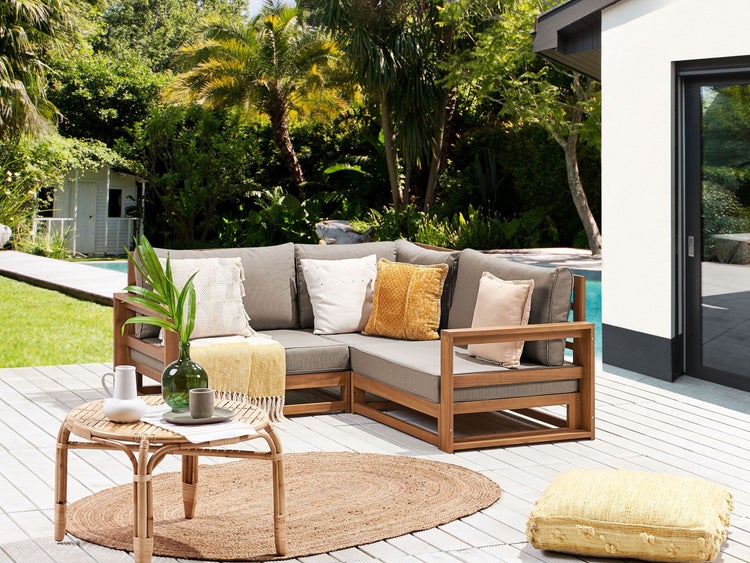 Garten Ecksofa 2-Sitzer TIMOR modular zertifiziertes Akazienholz Hellbraun