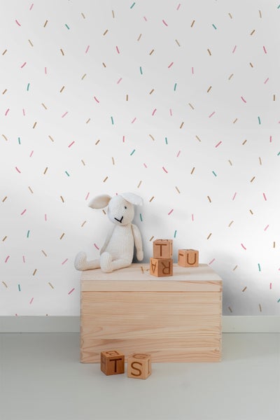 Sanders und Sanders Tapete Konfetti Rosa, Blau und Weiß - 53 cm x 10 m - 640448