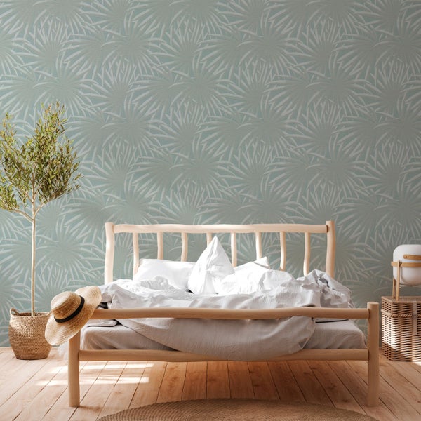 A.S. Création Tapete Palmblätter Blau und Mintgrün - 53 cm x 10.05 m - AS-393384