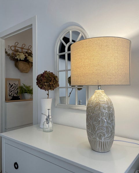 Tischlampe SALZA Keramik Beige