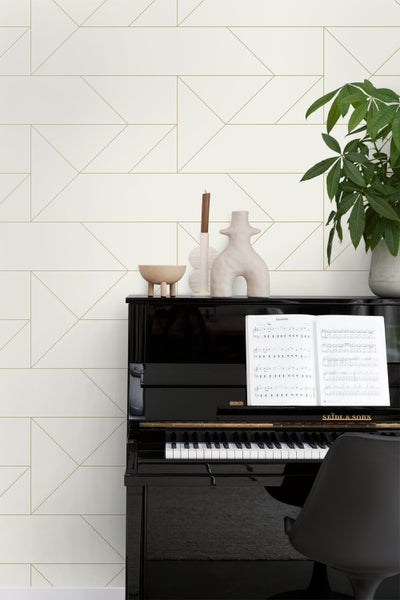 Origin Wallcoverings Tapete grafische Linien Beige und Gold - 53 cm x 10.05 m - 347720