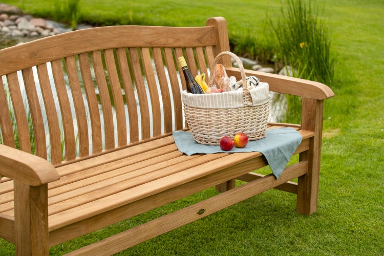 Teak Gartenbank 3-Sitzer Parkbank Massivholz wetterfest premium