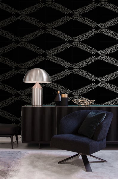 Origin Wallcoverings Tapete Ornamente Schwarz und Grau - 53 cm x 10.05 m - 345743