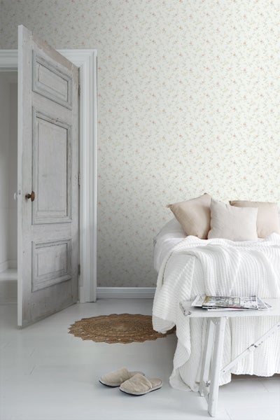 Borastapeter Tapete Blumen Weiß und Gelb - 53 cm x 11.2 m - 660149