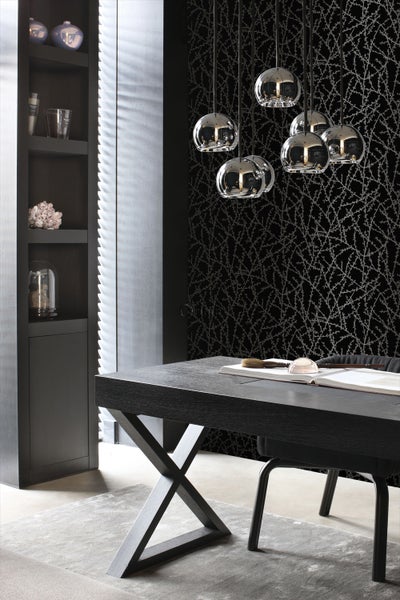 Origin Wallcoverings Tapete Blütenzweige Schwarz und Grau - 53 cm x 10.05 m - 345730