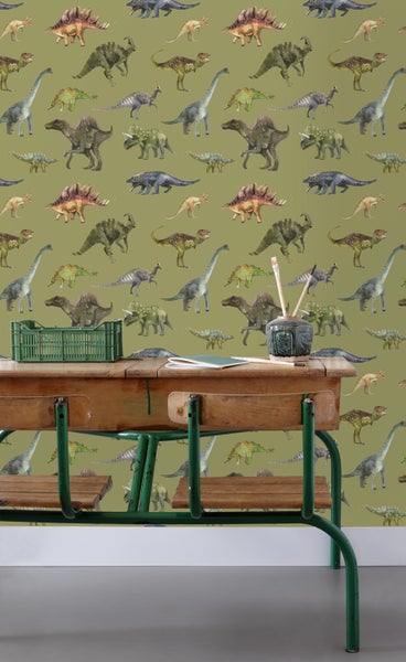 Sanders und Sanders Tapete Dinosaurier Grün - 50 x 900 cm - 935368