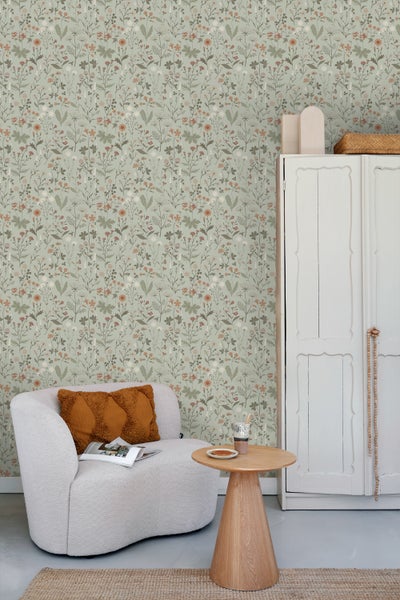 ESTAhome Tapete Feldblumen Mintgrün - 53 cm x 10.05 m - 139598