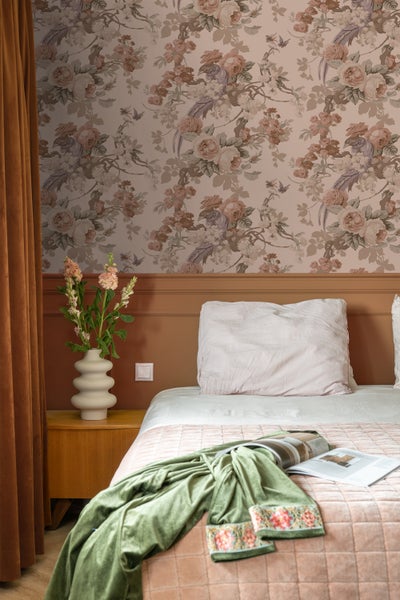 ESTAhome Tapete Blumen und Vögel Altrosa - 50 x 900 cm - 139809