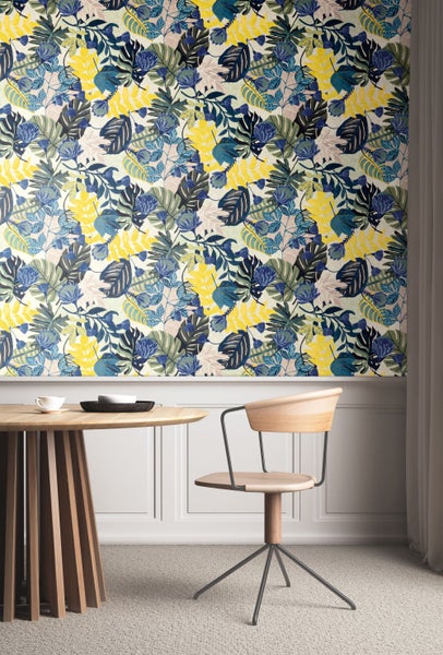 Masureel Tapete Blätter Blau - 53 cm x 10.05 m - 631814