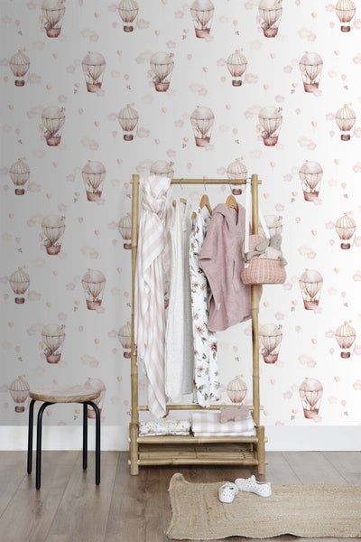 ESTAhome Tapete Luftballons Hellrosa und Beige - 50 x 900 cm - 131091