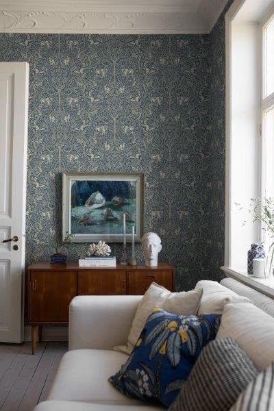 Borastapeter Tapete Blätter Graublau - 53 cm x 10.05 m - 660561
