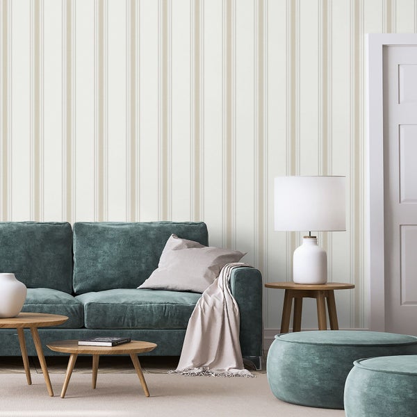 Sanders und Sanders Tapete Streifen Beige und Grau - 53 cm x 10.05 m - 640666