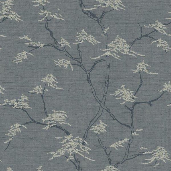 Borastapeter Tapete Blätter Graublau - 53 cm x 10.05 m - 660288