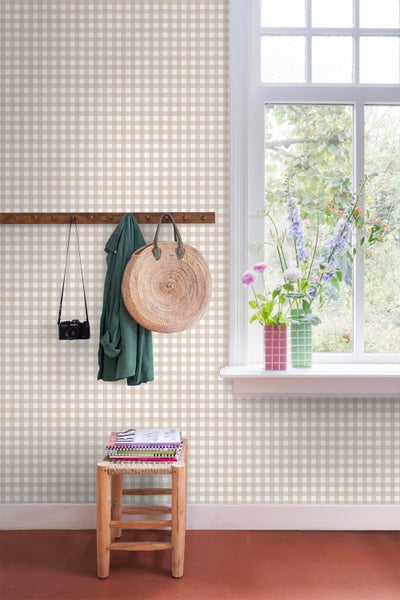 ESTAhome Tapete Karomuster Beige - 50 x 900 cm - 131299