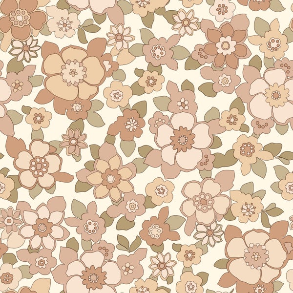 ESTAhome Tapete Retro Blumen Beige - 50 x 900 cm - 131526