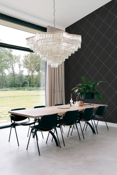 Origin Wallcoverings Tapete grafische Linien Schwarz und Gold - 53 cm x 10.05 m - 347719