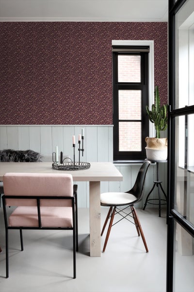 ESTAhome Tapete Blumen Aubergineviolett - 50 x 900 cm - 131636
