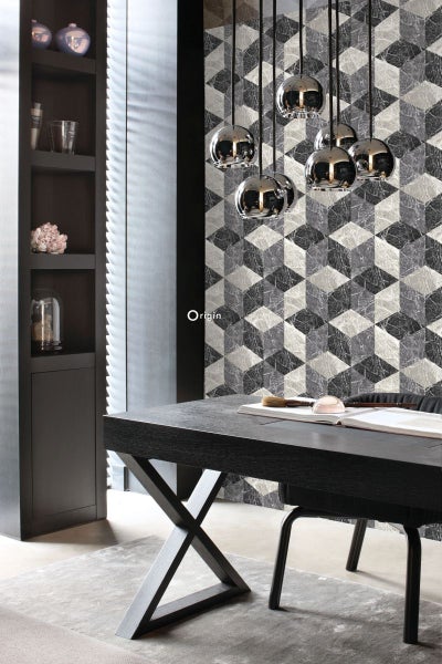 Origin Wallcoverings Tapete 3D Marmor Motiv Schwarz und Grau - 53 cm x 10.05 m - 347318