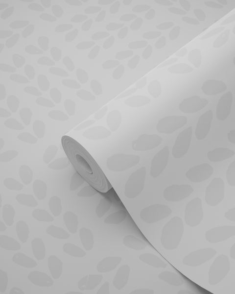 Origin Wallcoverings Tapete Blätter Weiß und Hellgrau - 53 cm x 10.05 m - 347500