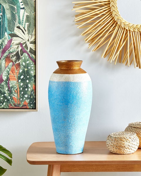 Dekovase PLATEJE Keramik 42 cm Blau