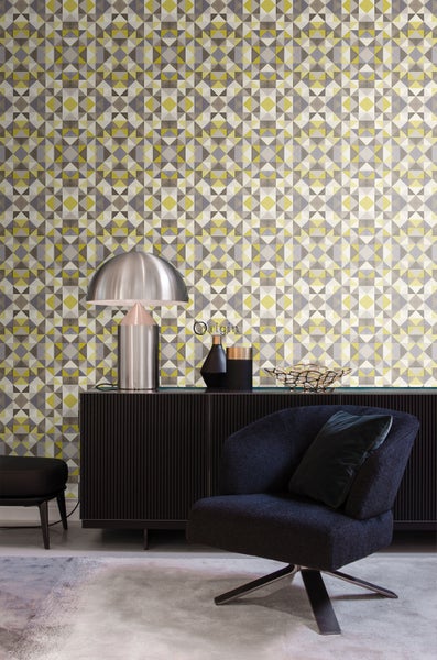 Origin Wallcoverings Tapete kubistisches Muster Ockergelb - 53 cm x 10.05 m - 346908