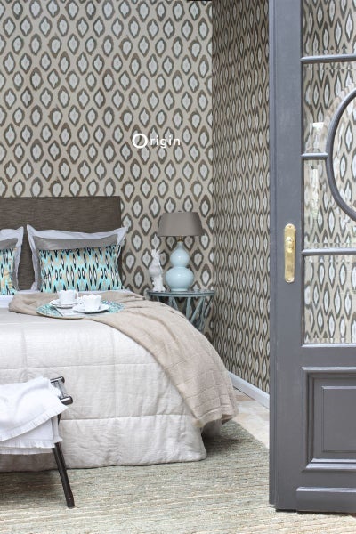 Origin Wallcoverings Tapete Ikat-Motiv Beige und Türkis - 53 cm x 10.05 m - 346915