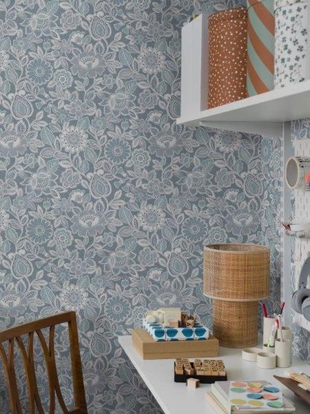 Borastapeter Tapete Blumen Graublau - 53 cm x 11.2 m - 660154