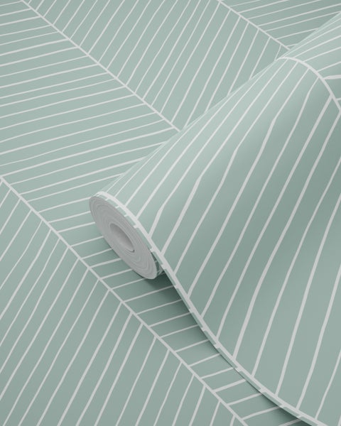 ESTAhome Tapete Fischgrätmuster Mintgrün - 53 cm x 10.05 m - 139108
