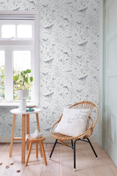 ESTAhome Tapete Unterwasserwelt Graublau - 50 x 900 cm - 131257