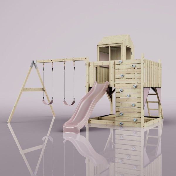 PolarPlay Spielturm Thea aus Holz in Rosa,