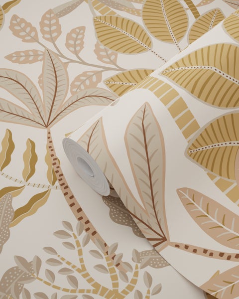 ESTAhome Tapete Blätter Beige und Sandbraun - 50 x 900 cm - 139678