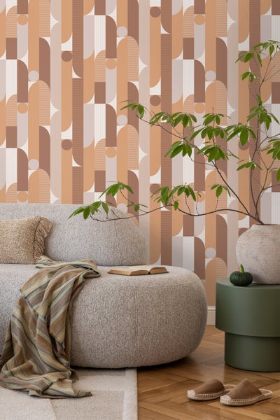 ESTAhome Tapete geometrische Formen Hellbraun - 50 x 900 cm - 131060